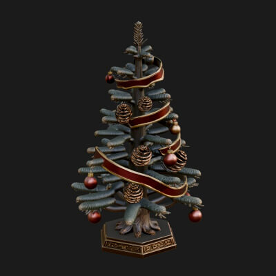 Decorated Christmas Tree Model Design 62 3D Print Model
