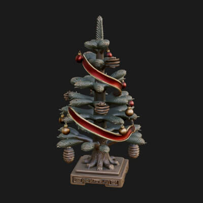 Decorated Christmas Tree Model Design 63 3D Print Model