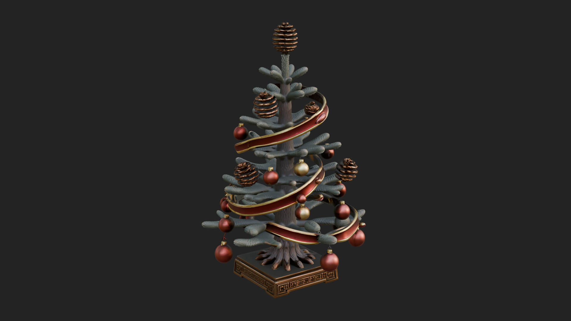 Decorated Christmas Tree Model Design 64 3D Print Model 3D Model