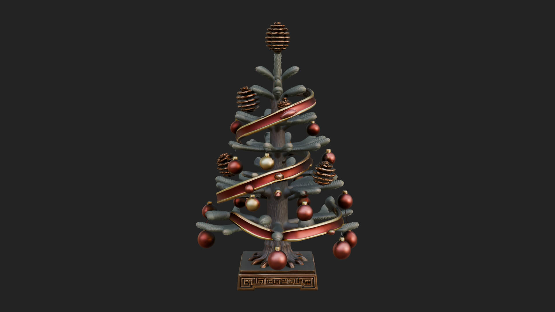Decorated Christmas Tree Model Design 64 3D Print Model 3D Model