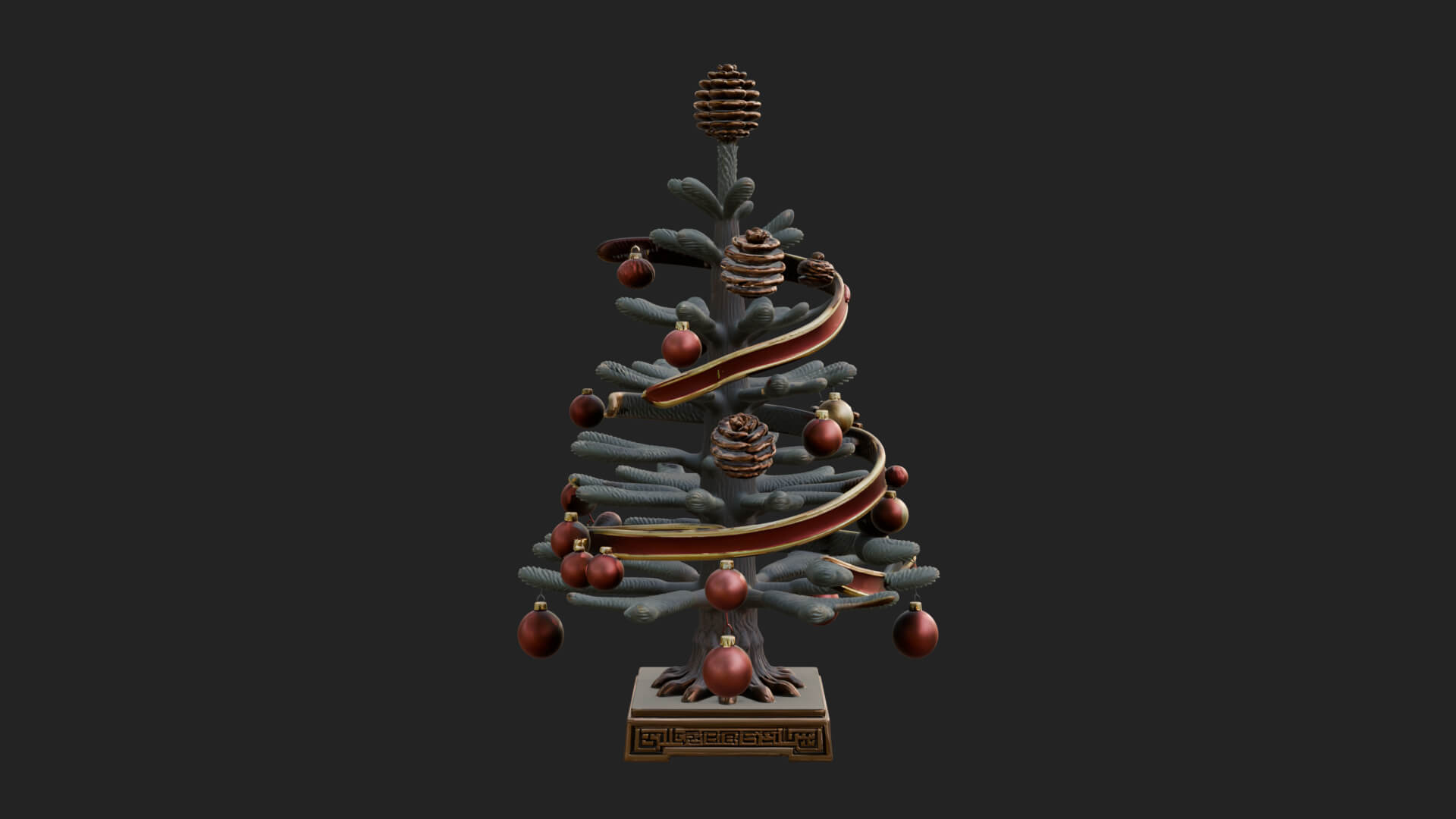 Decorated Christmas Tree Model Design 64 3D Print Model 3D Model