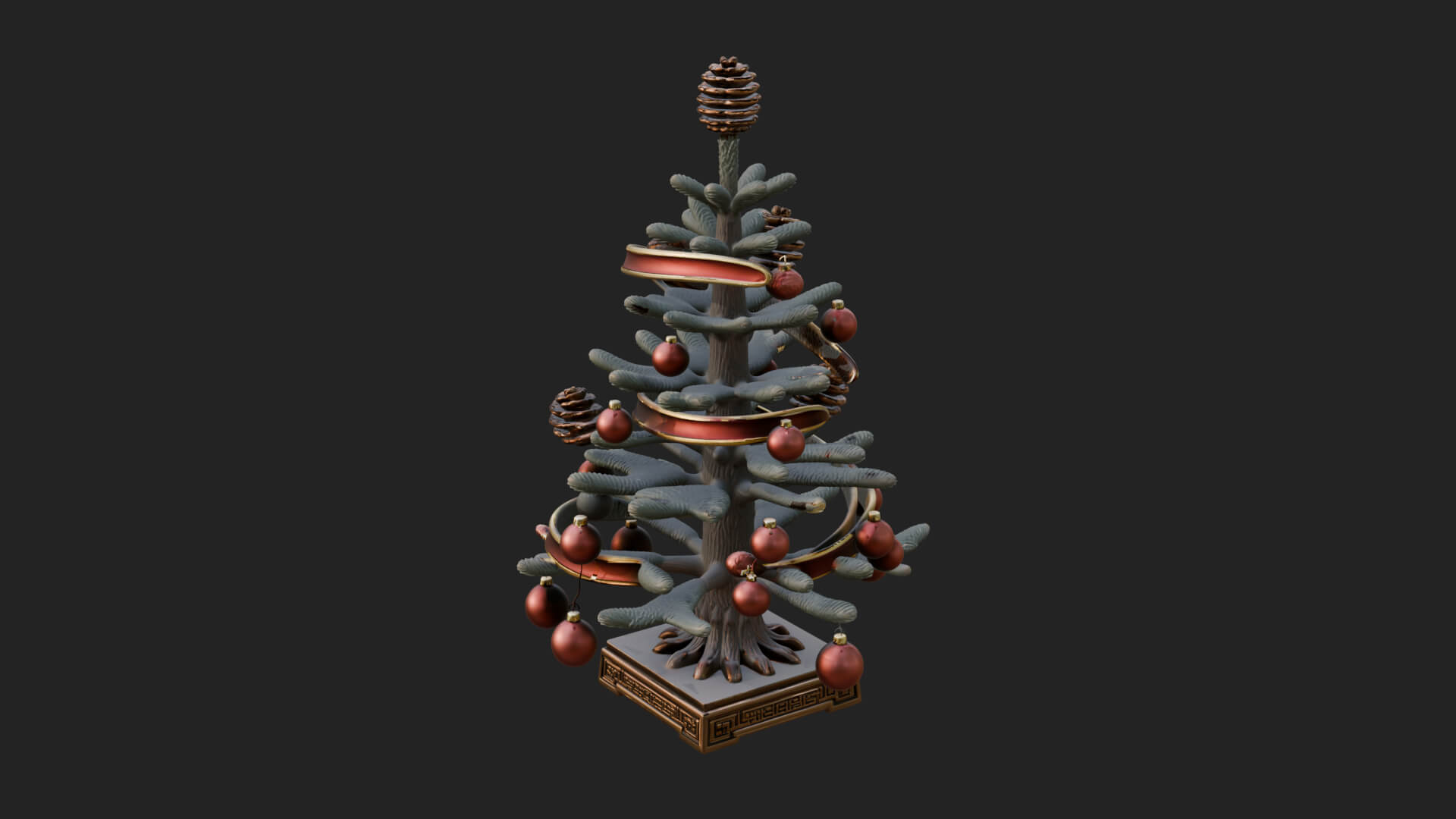 Decorated Christmas Tree Model Design 64 3D Print Model 3D Model