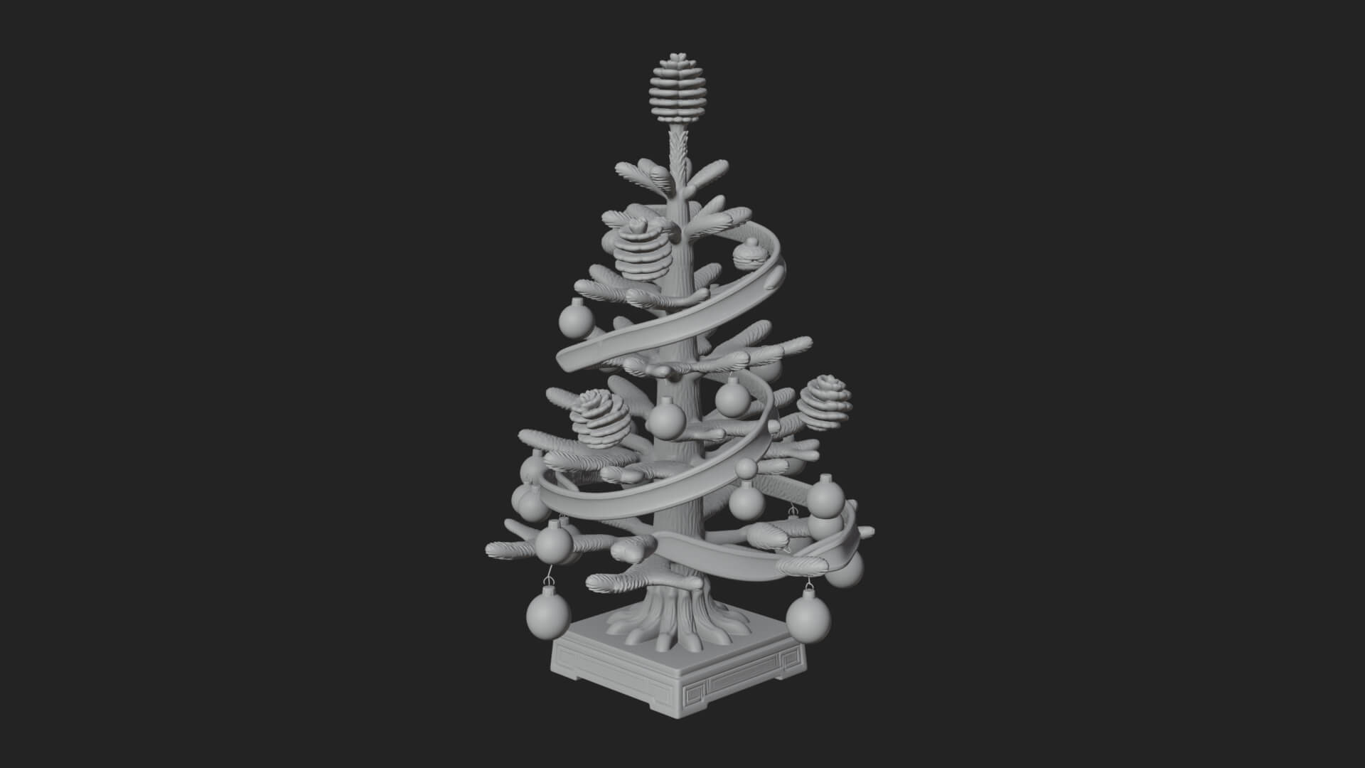 Decorated Christmas Tree Model Design 64 3D Print Model 3D Model