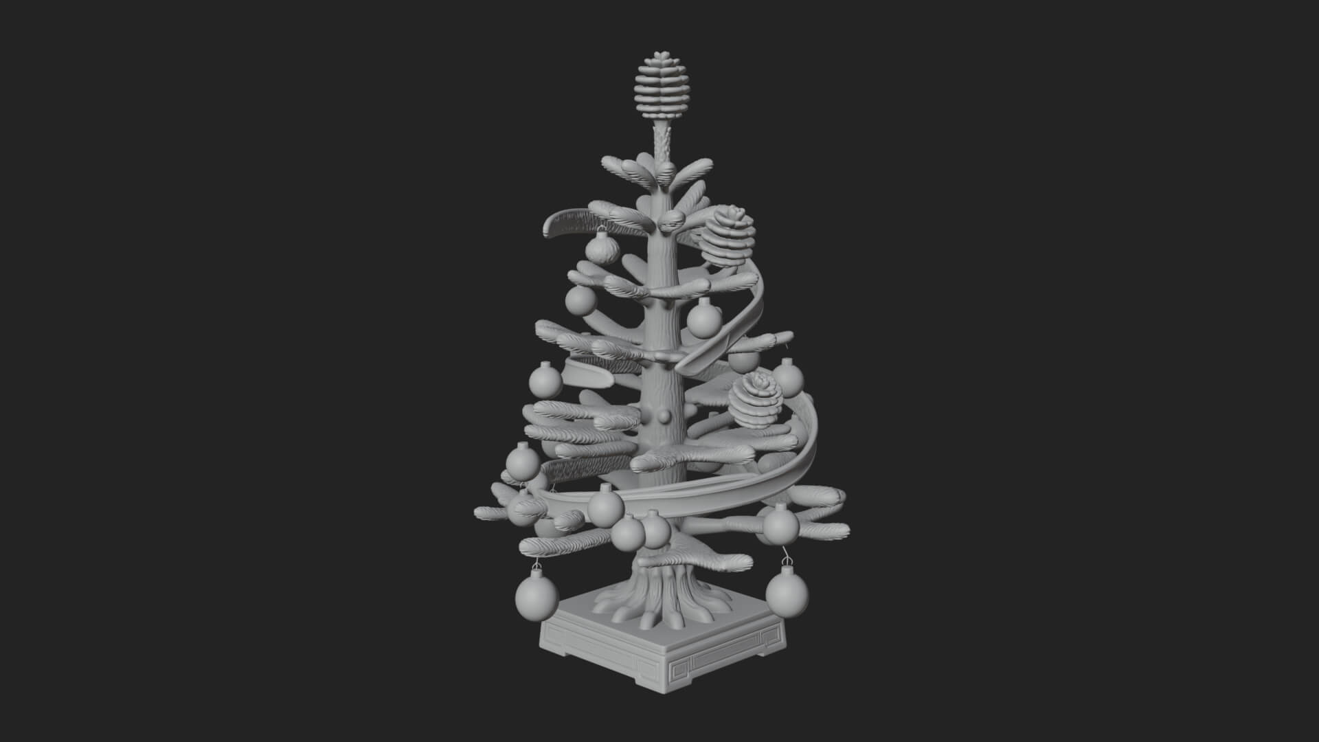 Decorated Christmas Tree Model Design 64 3D Print Model 3D Model