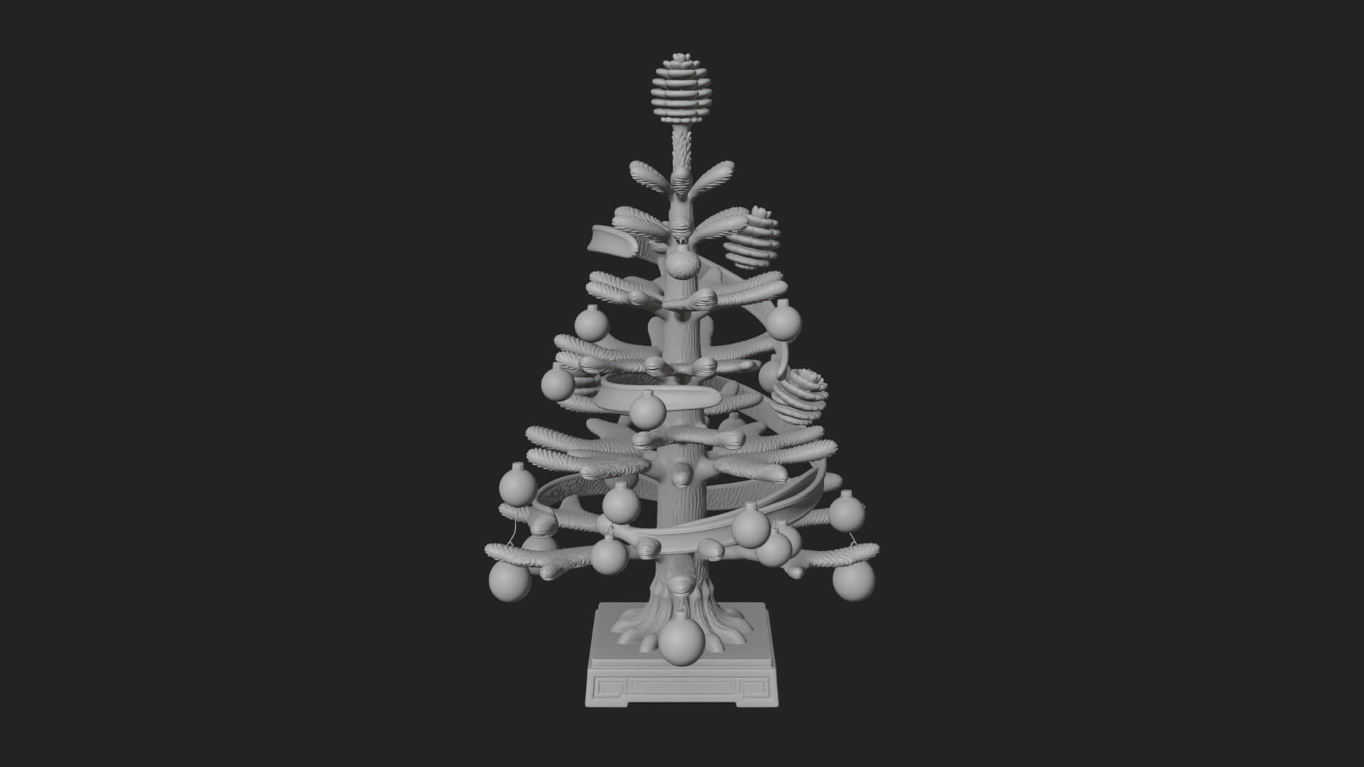 Decorated Christmas Tree Model Design 64 3D Print Model 3D Model