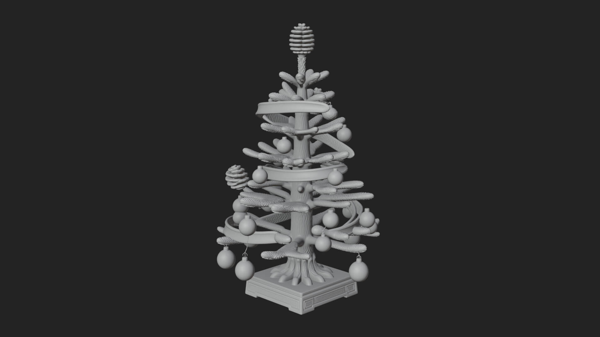 Decorated Christmas Tree Model Design 64 3D Print Model 3D Model