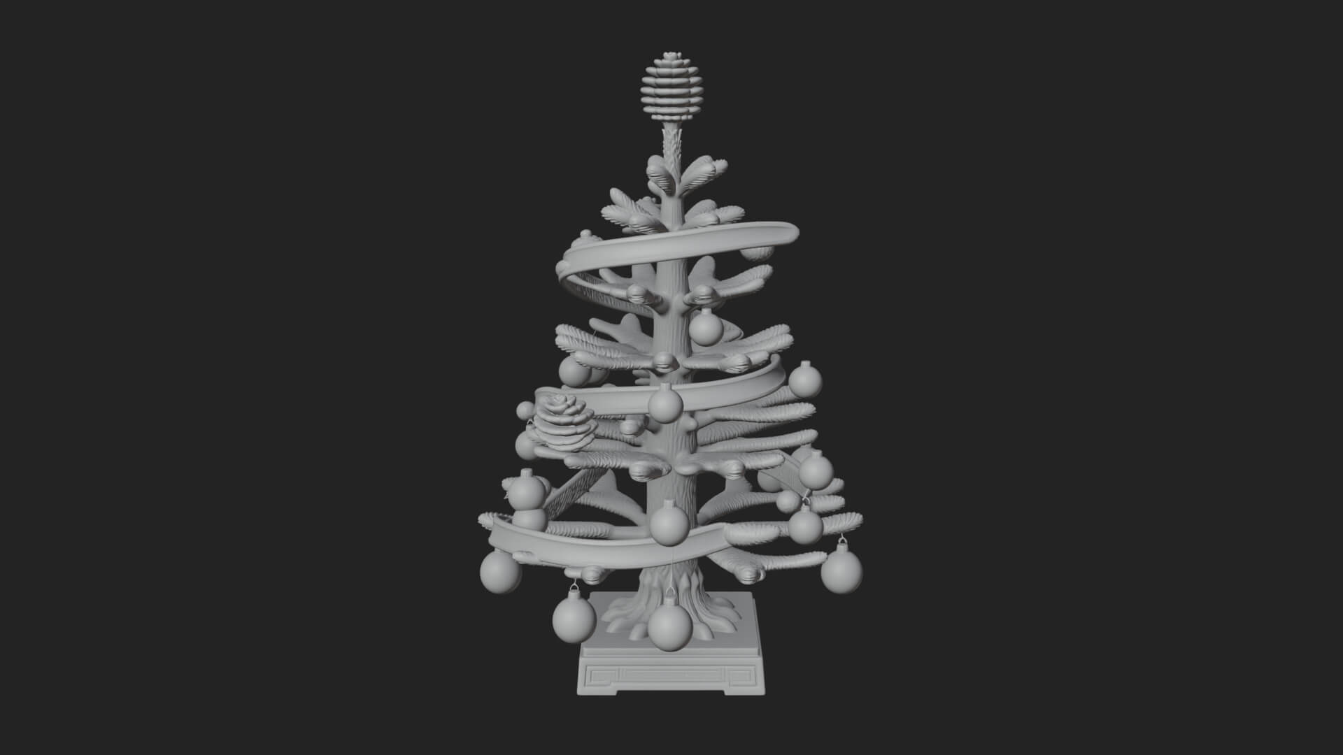 Decorated Christmas Tree Model Design 64 3D Print Model 3D Model