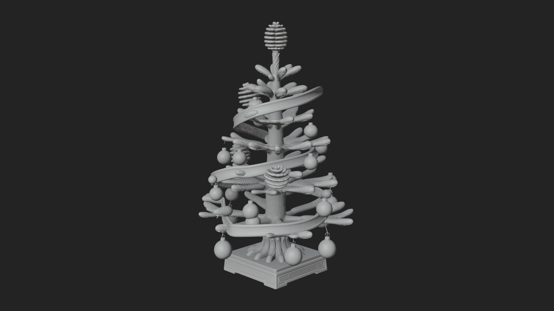 Decorated Christmas Tree Model Design 64 3D Print Model 3D Model