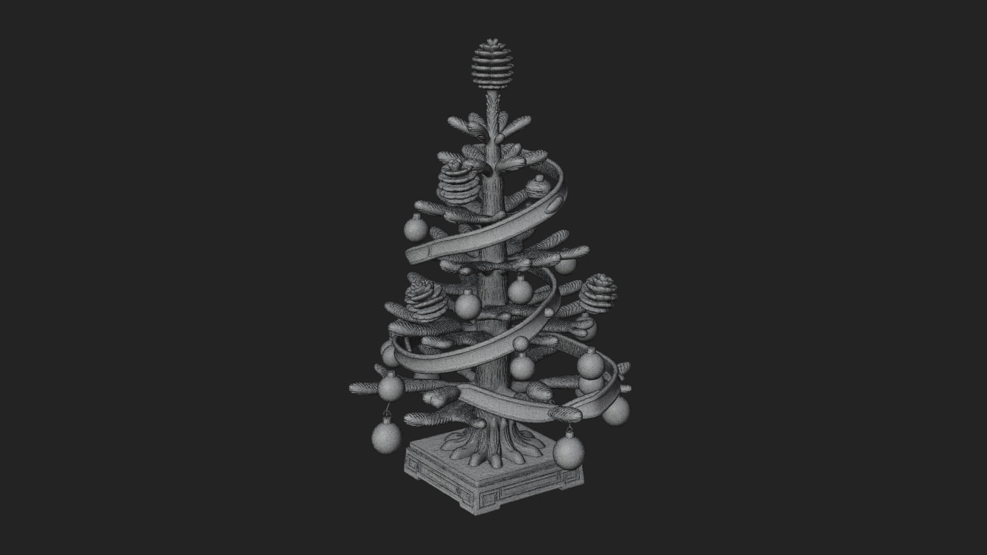Decorated Christmas Tree Model Design 64 3D Print Model 3D Model