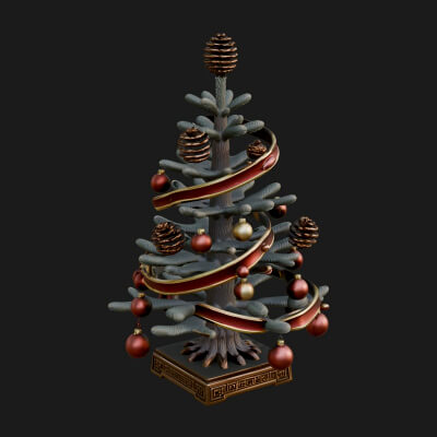 Decorated Christmas Tree Model Design 64 3D Print Model