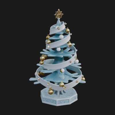 Decorated Christmas Tree Model Design 68 3D Print Model