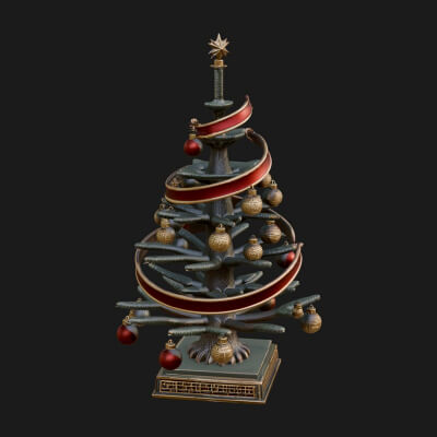Decorated Christmas Tree Model Design 77 3D Print Model