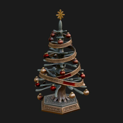 Decorated Christmas Tree Model Design 78 3D Print Model