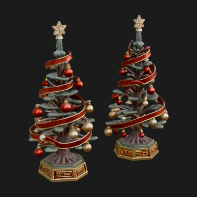 Decorated Christmas Tree Model Design 9 3D Print Model