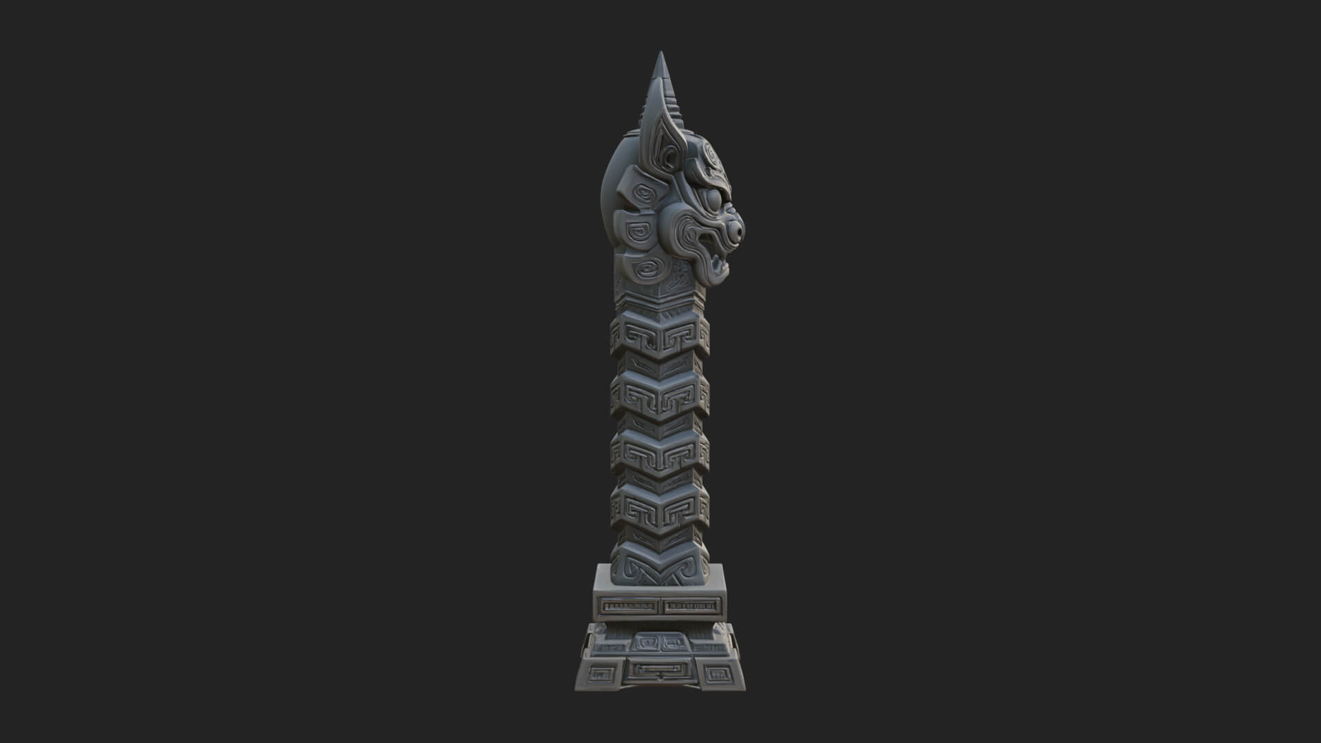 Demon Head Totem Column Design 1 3D Print Model 3D Model