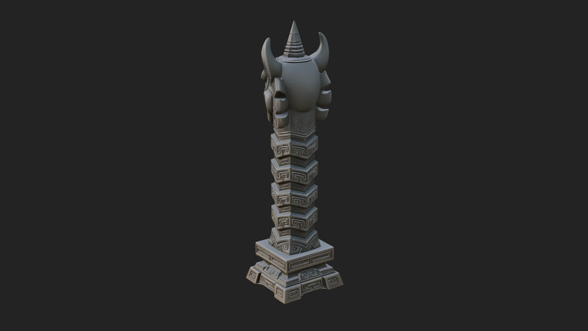 Demon Head Totem Column Design 1 3D Print Model 3D Model
