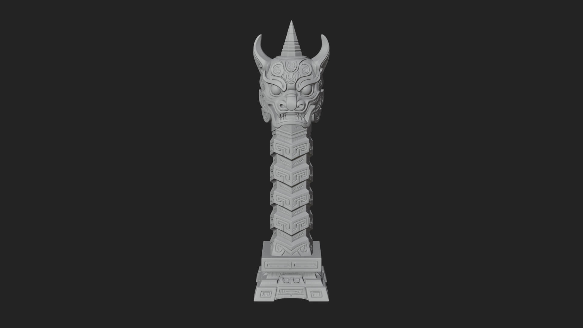 Demon Head Totem Column Design 1 3D Print Model 3D Model