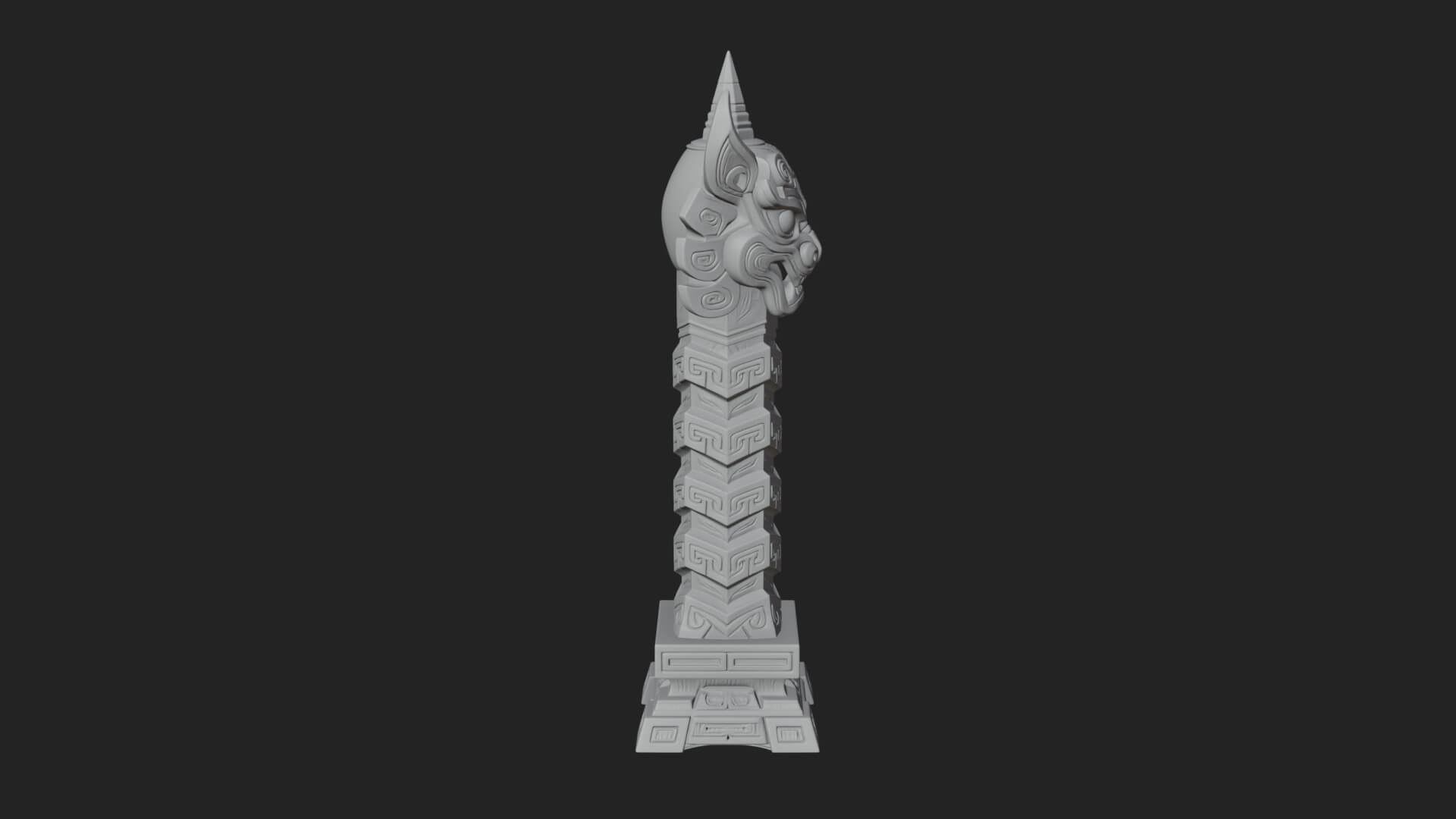 Demon Head Totem Column Design 1 3D Print Model 3D Model