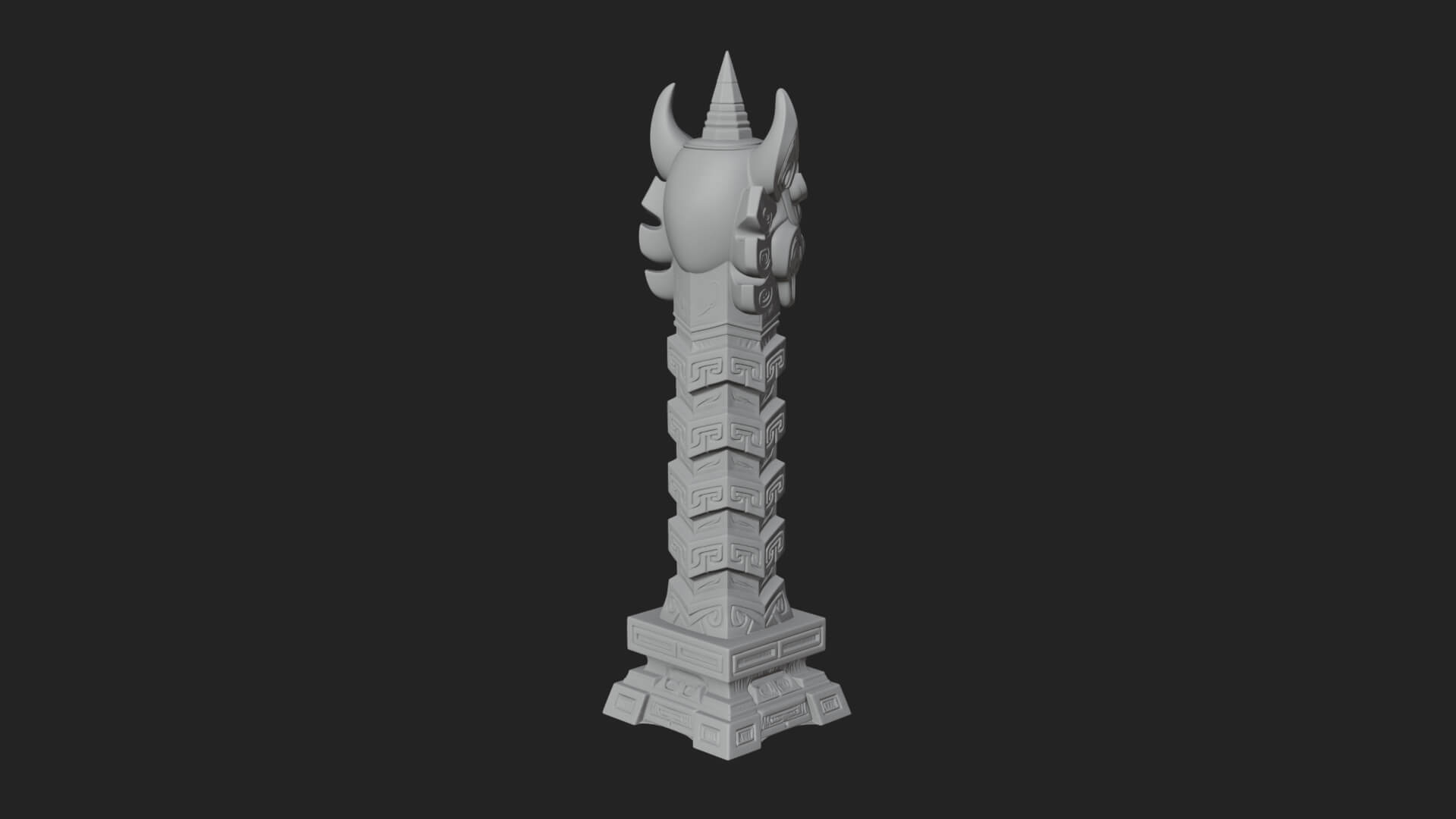 Demon Head Totem Column Design 1 3D Print Model 3D Model