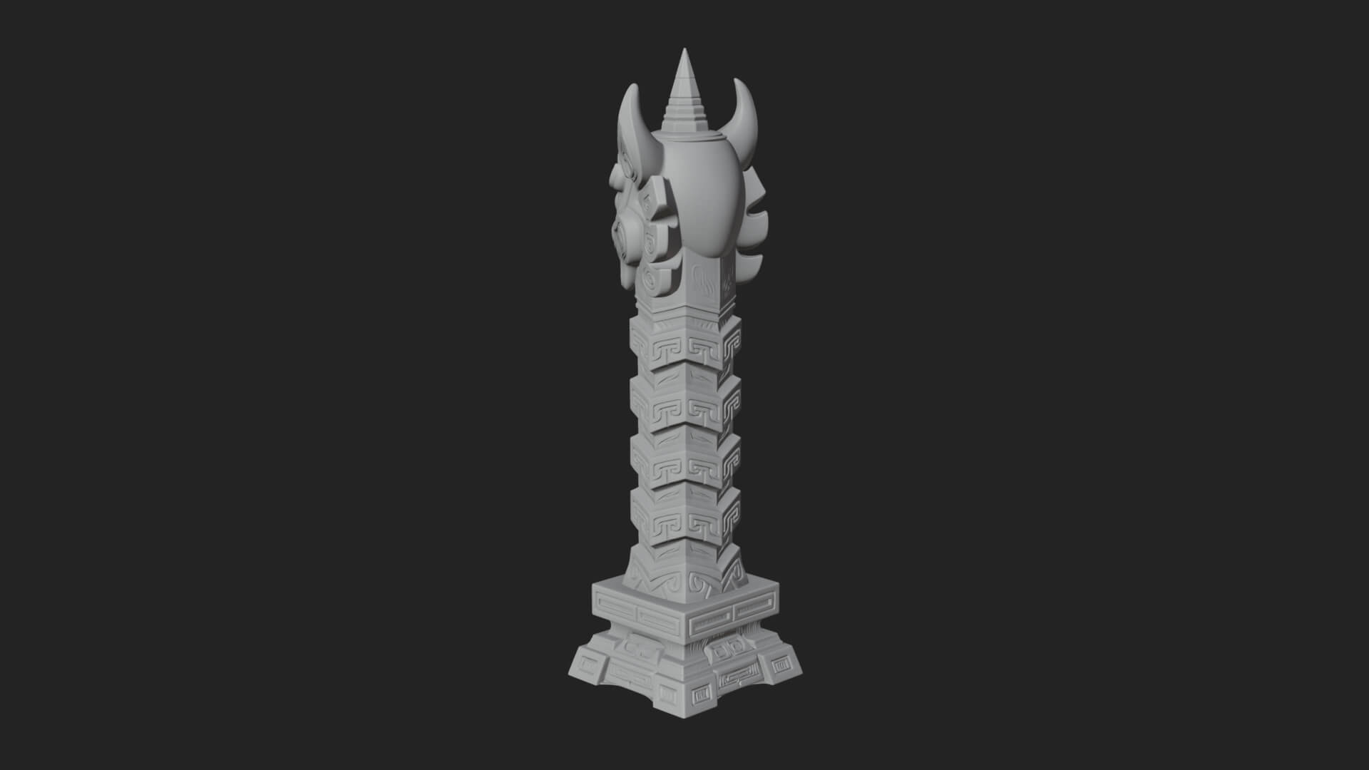Demon Head Totem Column Design 1 3D Print Model 3D Model