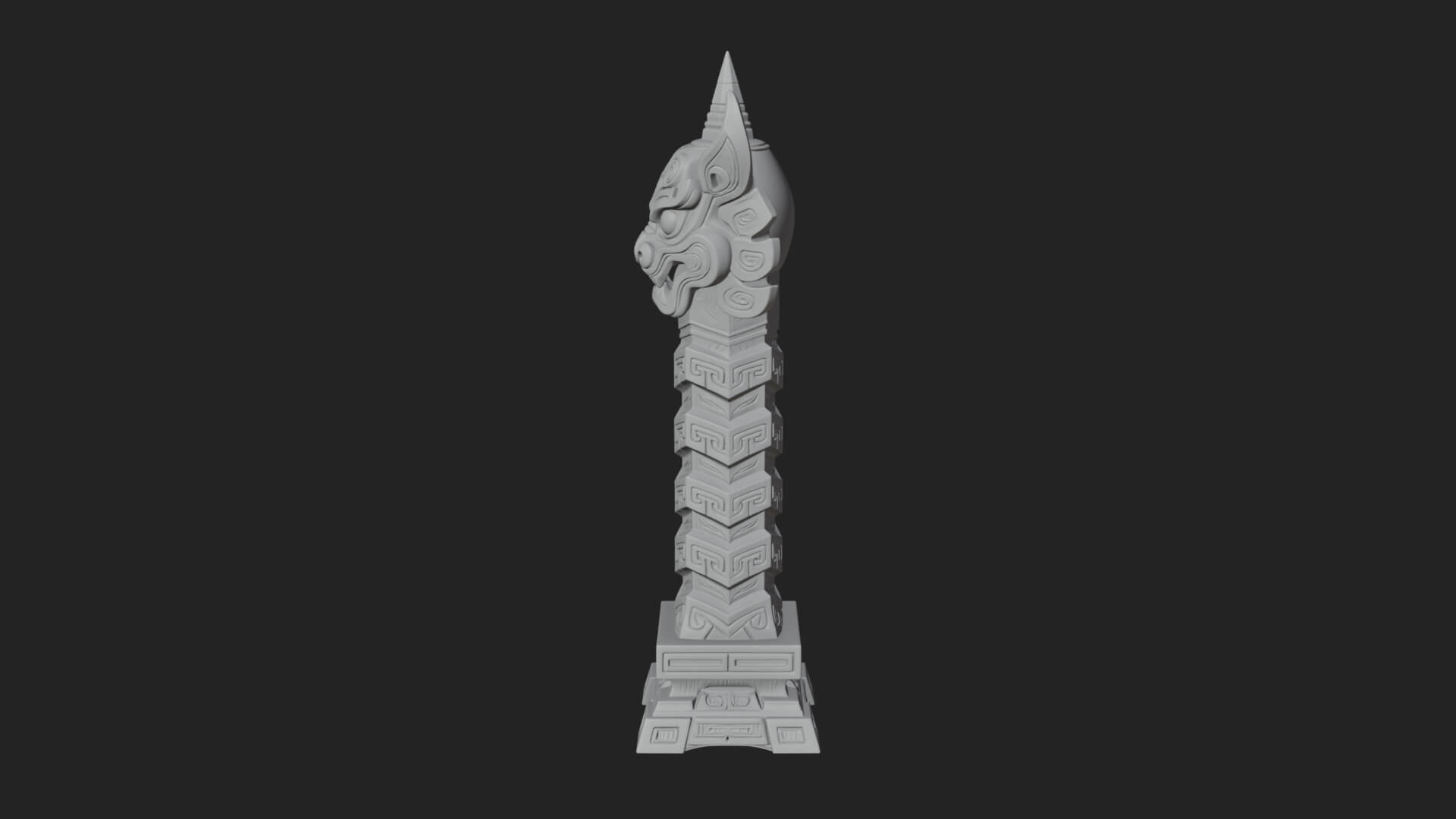 Demon Head Totem Column Design 1 3D Print Model 3D Model