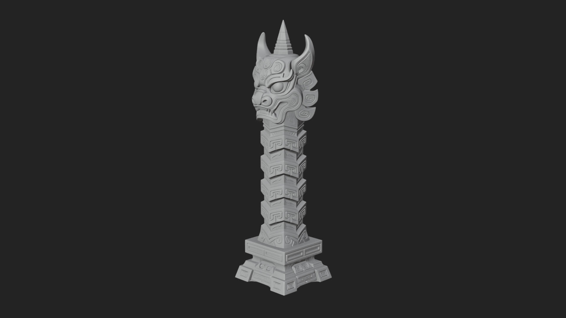 Demon Head Totem Column Design 1 3D Print Model 3D Model