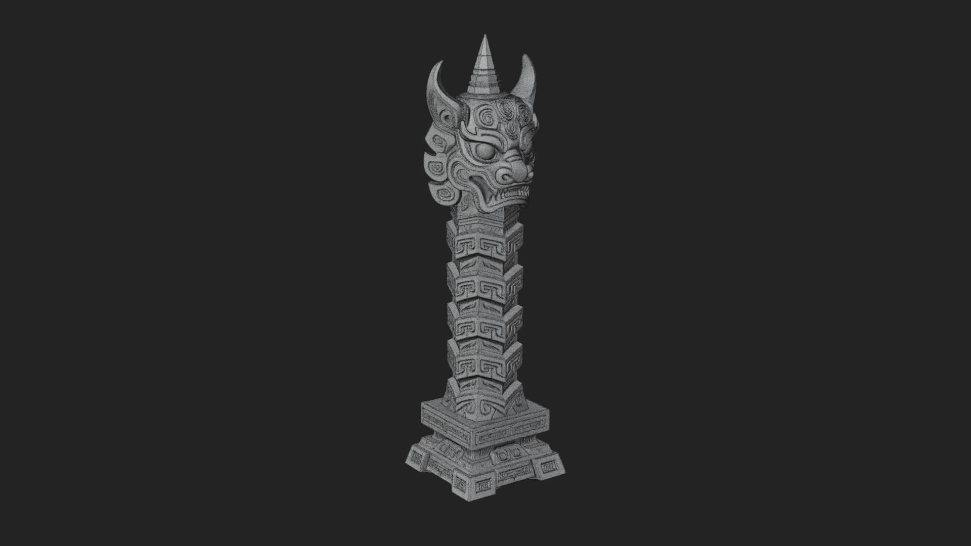 Demon Head Totem Column Design 1 3D Print Model 3D Model
