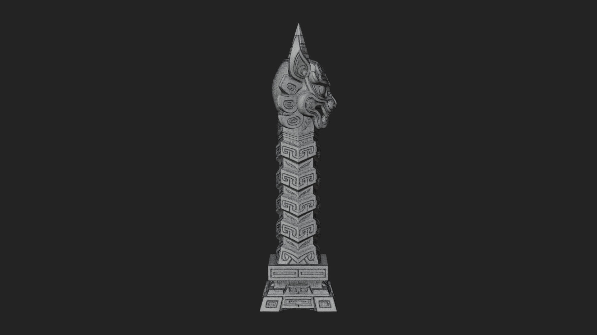 Demon Head Totem Column Design 1 3D Print Model 3D Model
