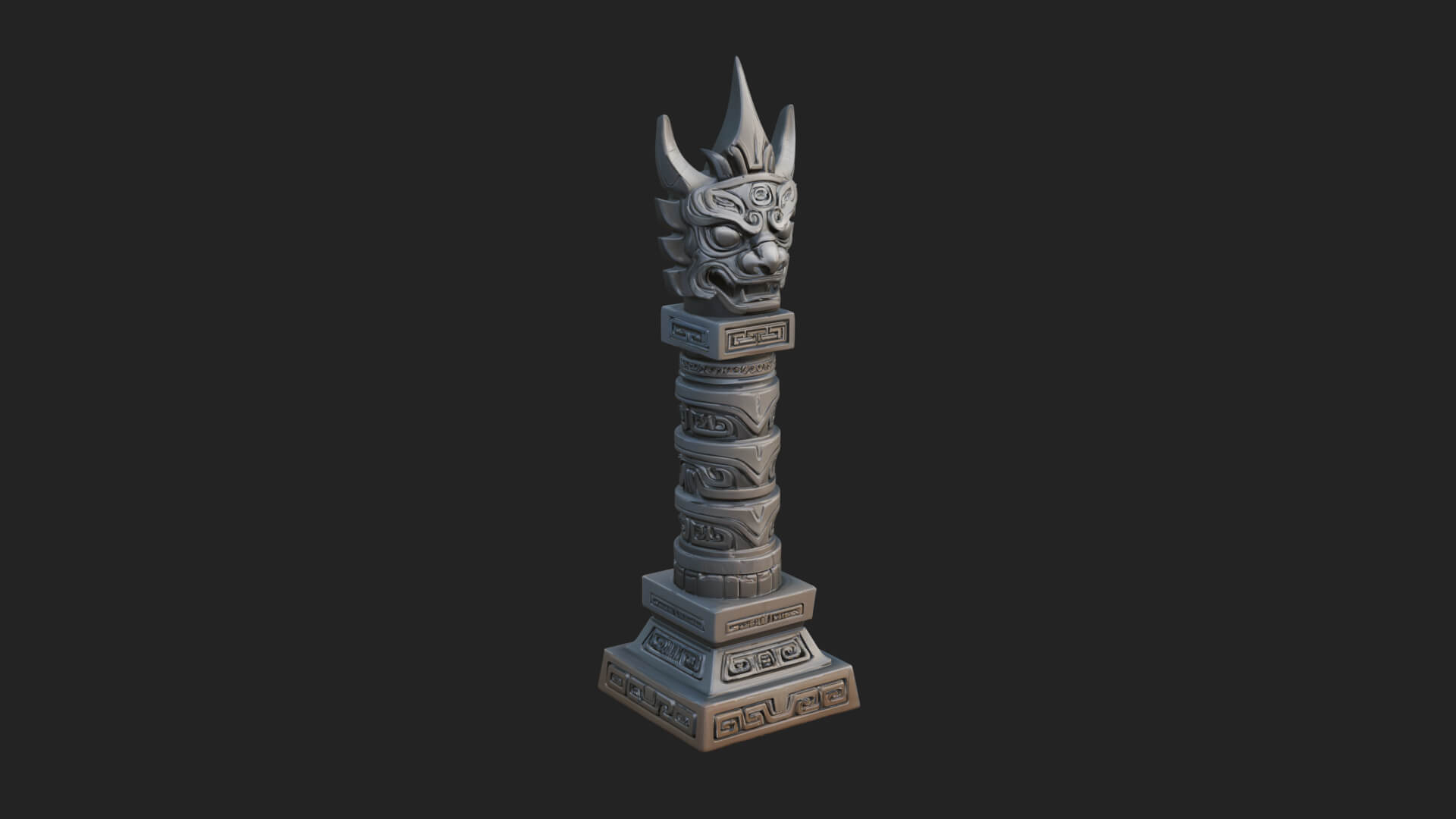 Demon Head Totem Column Design 2 3D Print Model 3D Model