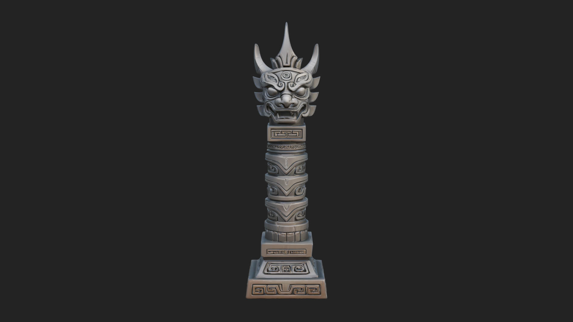 Demon Head Totem Column Design 2 3D Print Model 3D Model