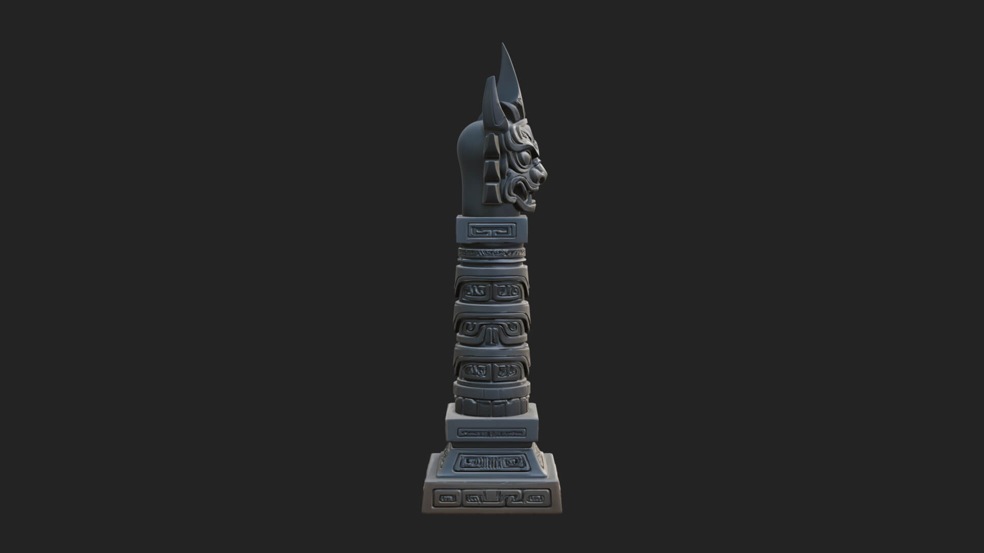 Demon Head Totem Column Design 2 3D Print Model 3D Model