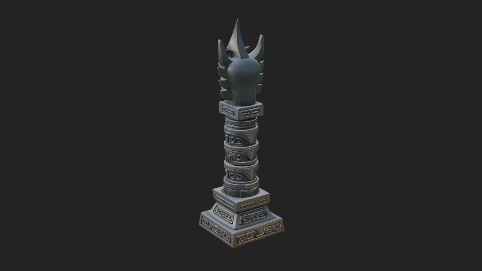 Demon Head Totem Column Design 2 3D Print Model 3D Model