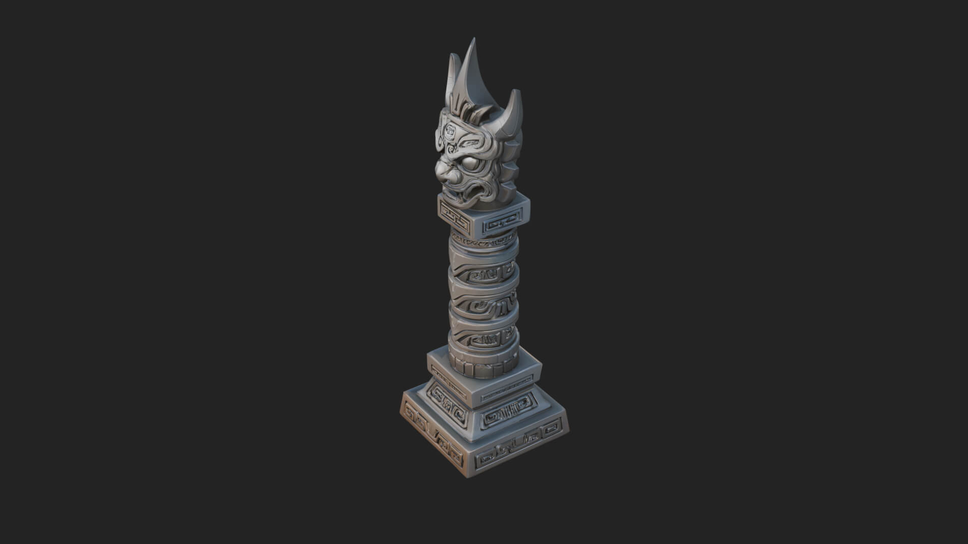 Demon Head Totem Column Design 2 3D Print Model 3D Model