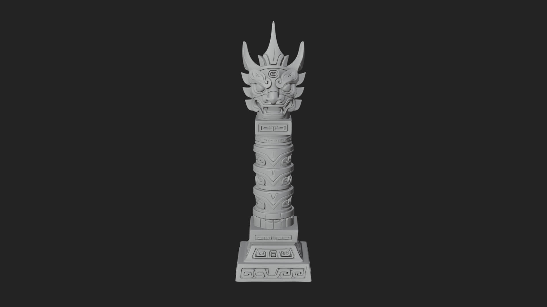 Demon Head Totem Column Design 2 3D Print Model 3D Model