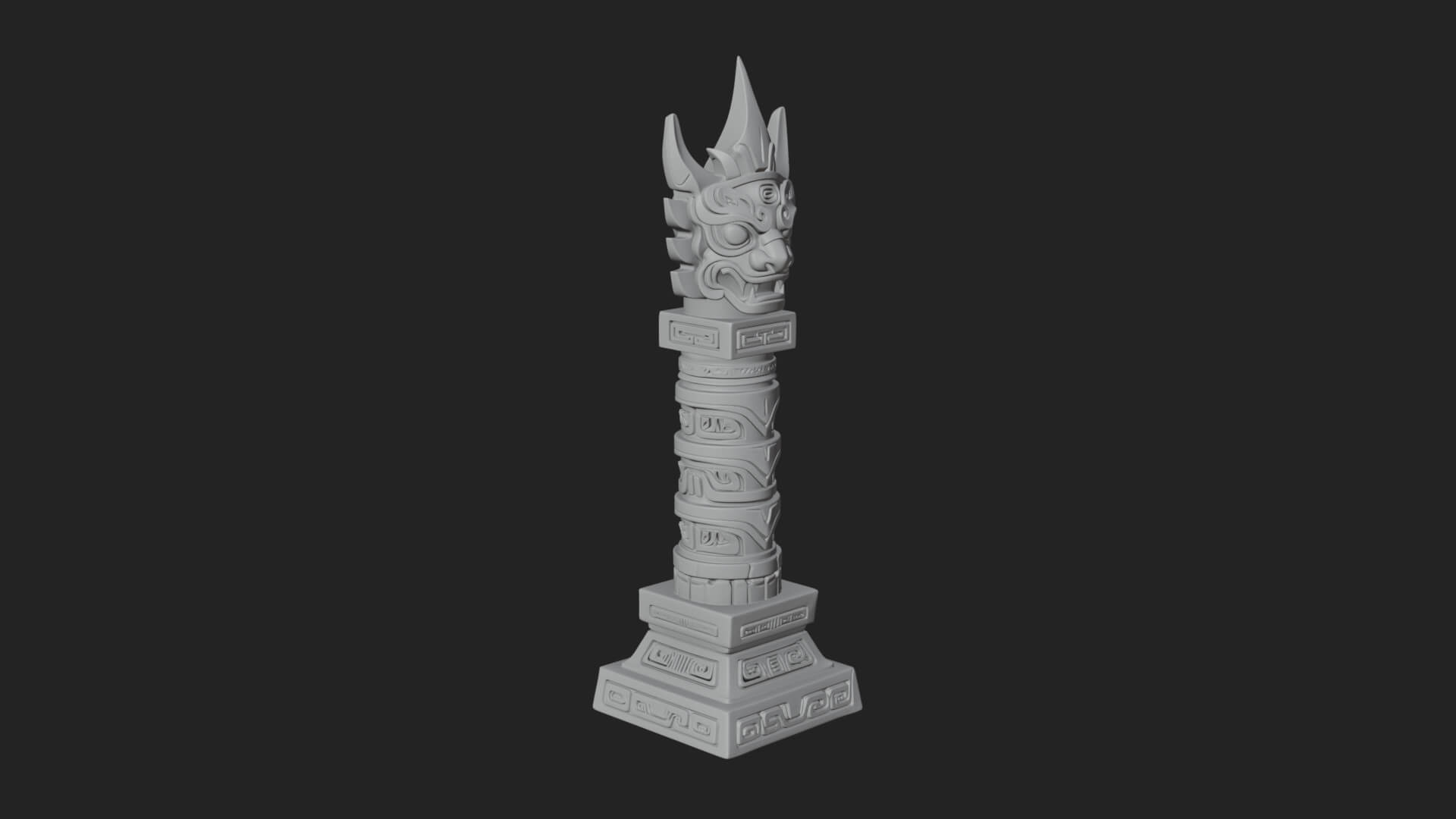 Demon Head Totem Column Design 2 3D Print Model 3D Model
