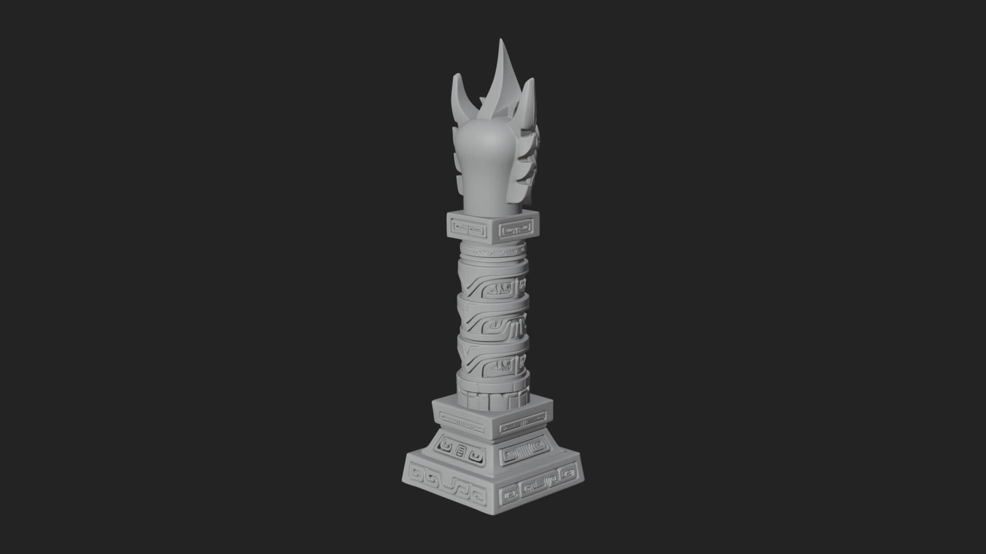 Demon Head Totem Column Design 2 3D Print Model 3D Model
