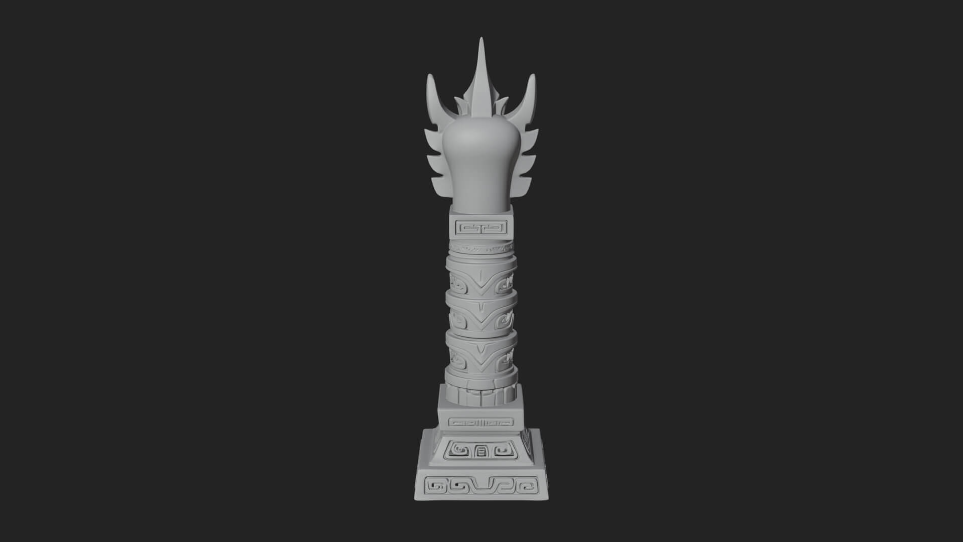 Demon Head Totem Column Design 2 3D Print Model 3D Model