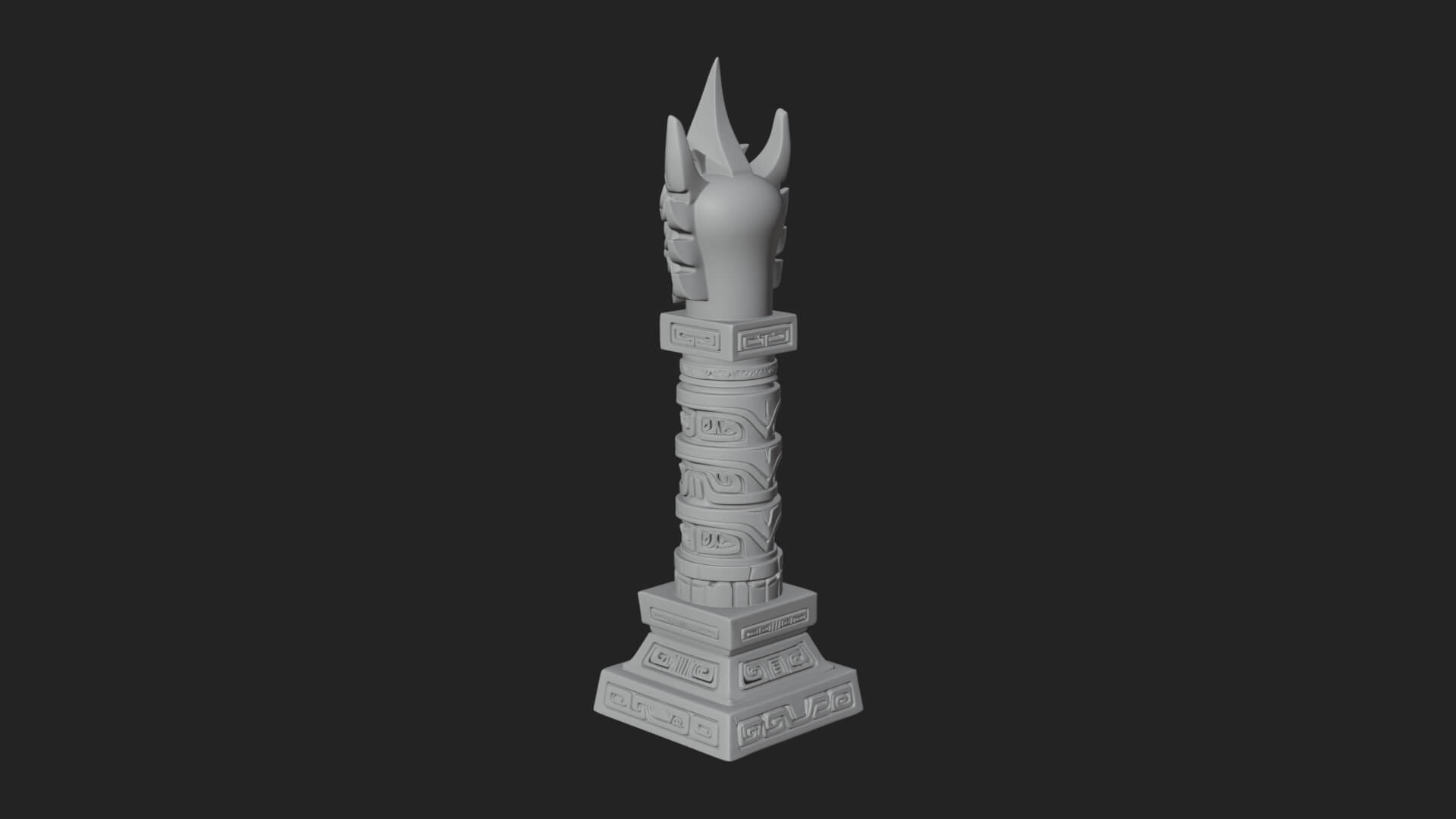 Demon Head Totem Column Design 2 3D Print Model 3D Model