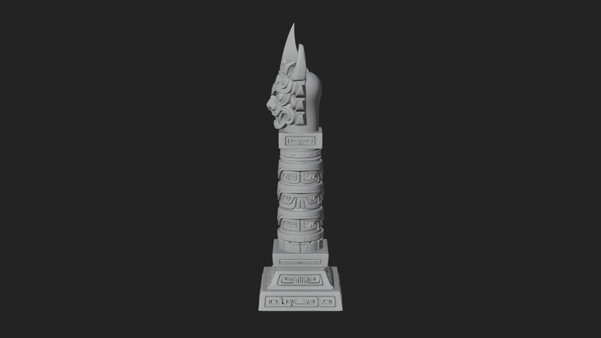 Demon Head Totem Column Design 2 3D Print Model 3D Model