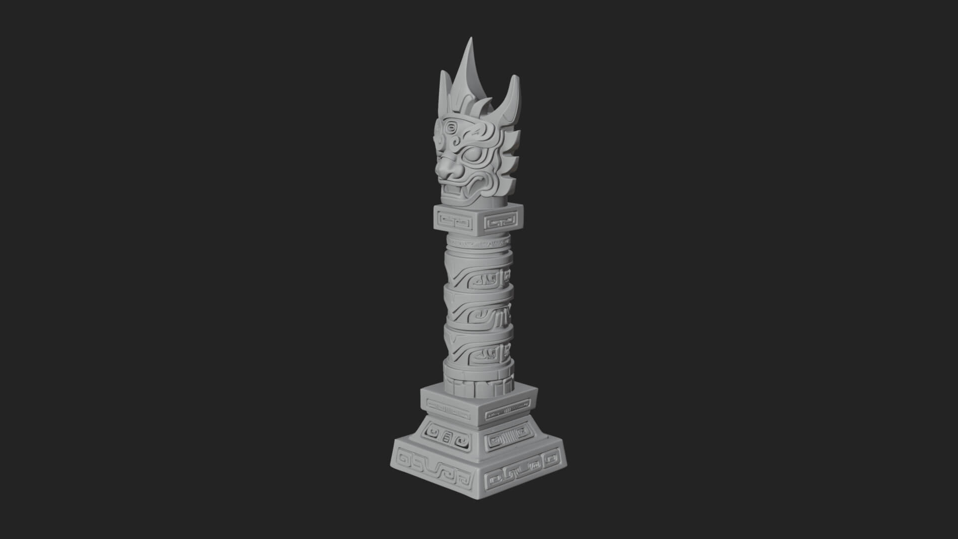 Demon Head Totem Column Design 2 3D Print Model 3D Model