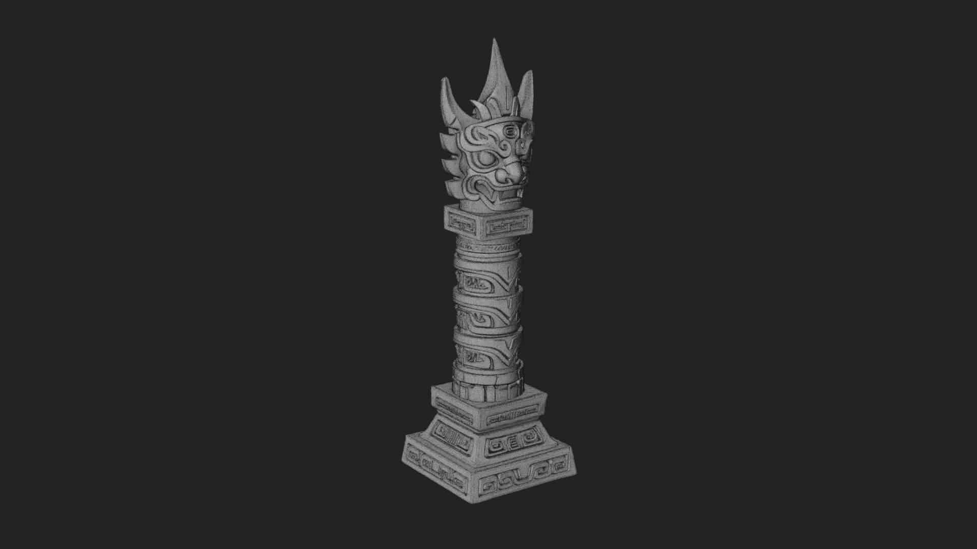 Demon Head Totem Column Design 2 3D Print Model 3D Model