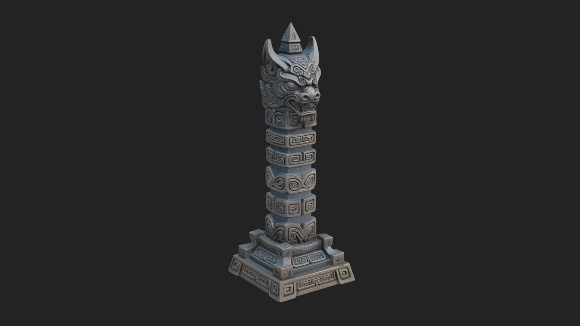 Demon Head Totem Column Design 3 3D Print Model 3D Model