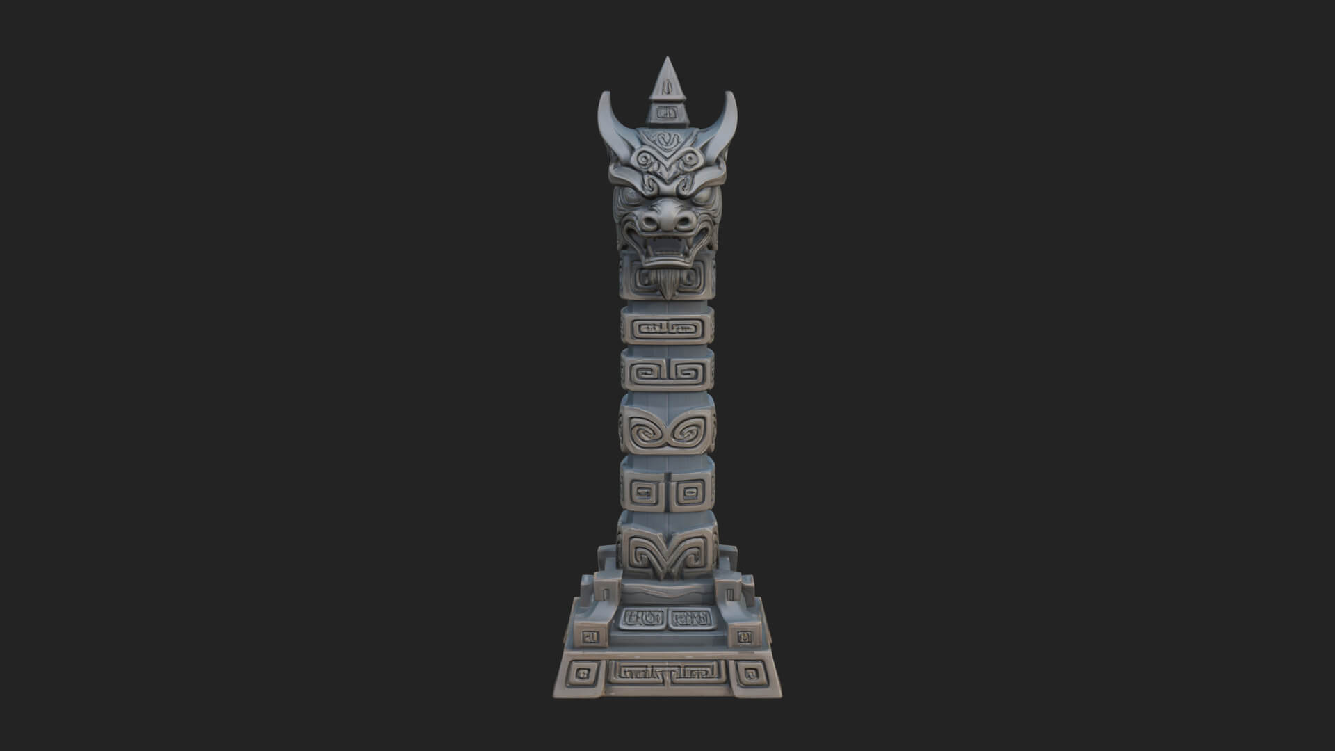 Demon Head Totem Column Design 3 3D Print Model 3D Model