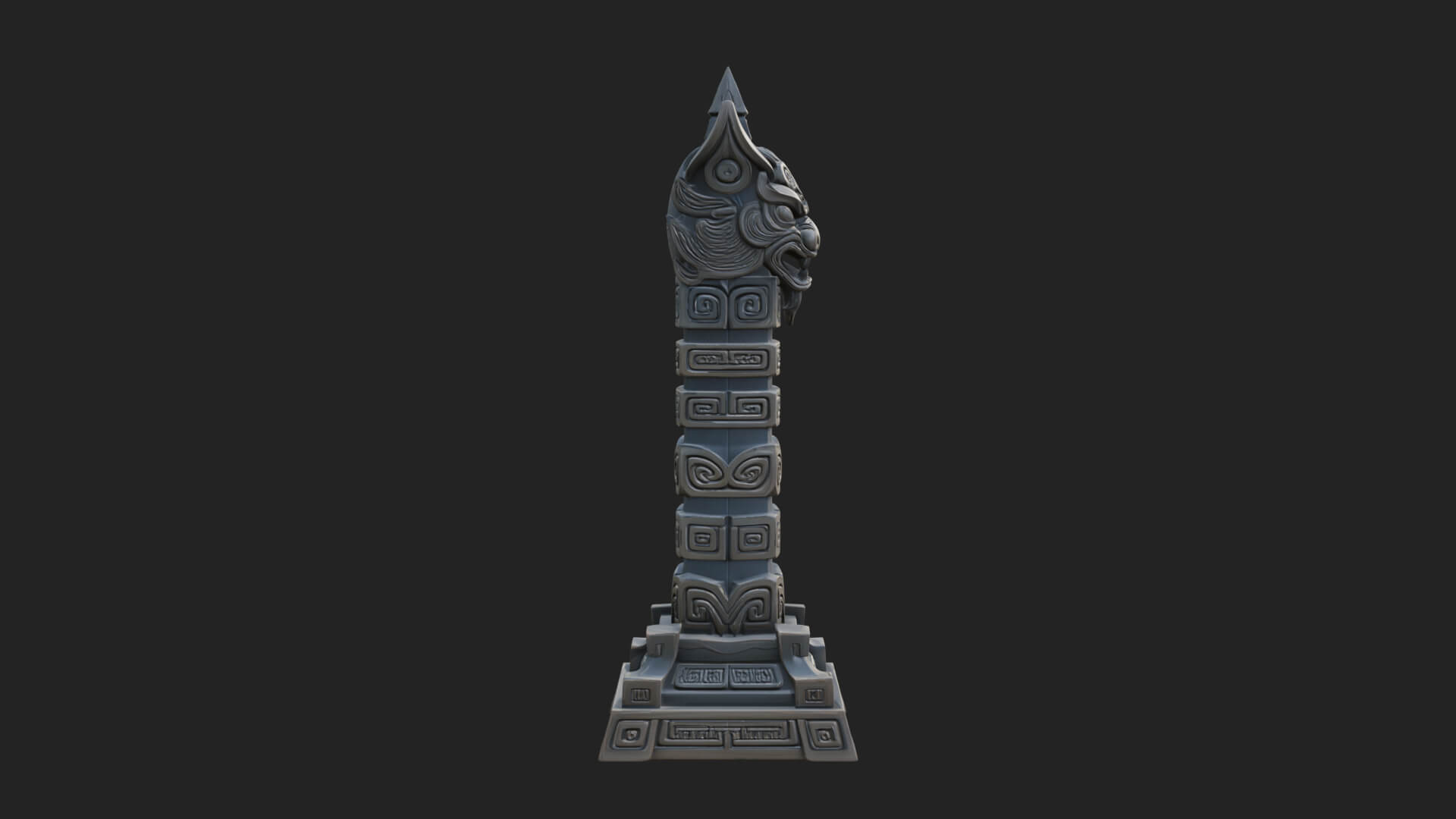 Demon Head Totem Column Design 3 3D Print Model 3D Model