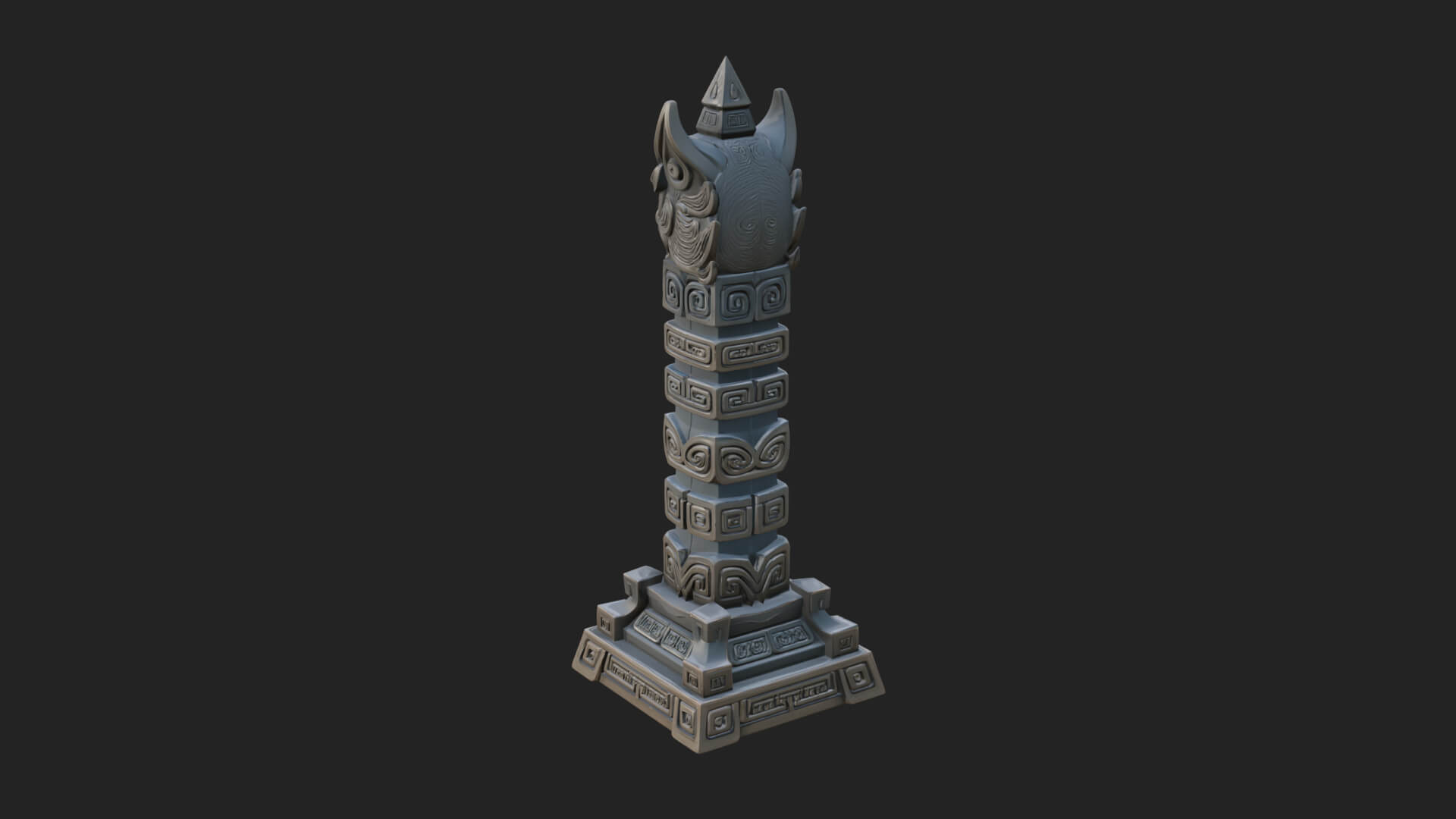 Demon Head Totem Column Design 3 3D Print Model 3D Model