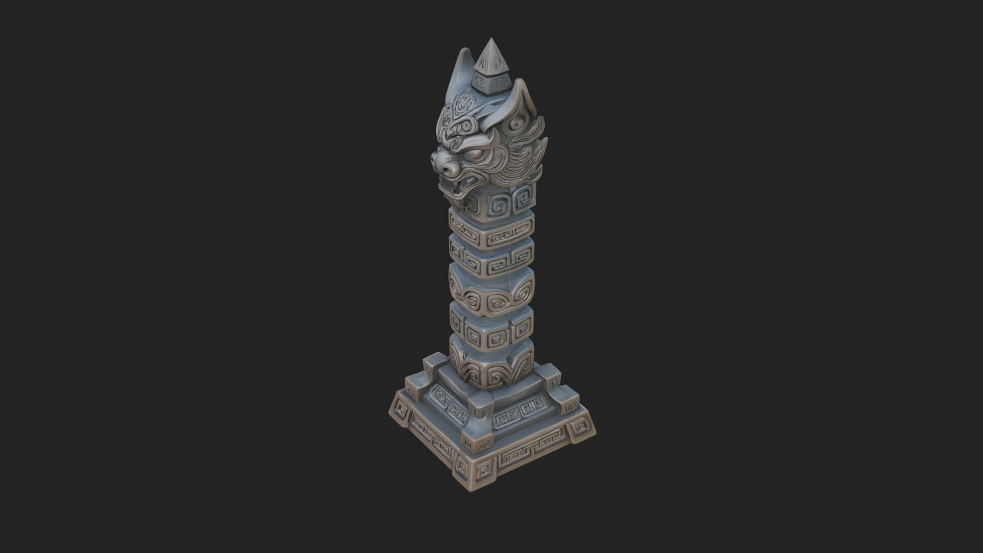 Demon Head Totem Column Design 3 3D Print Model 3D Model