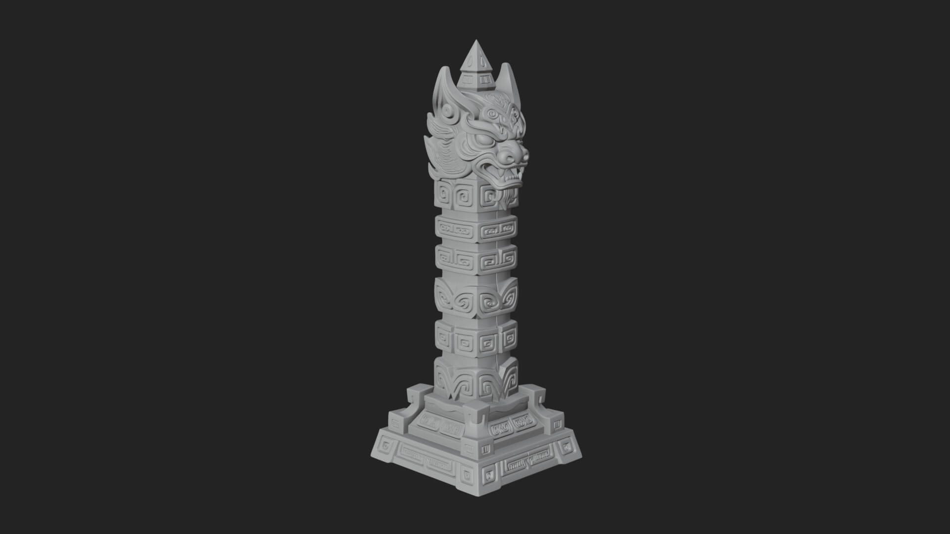 Demon Head Totem Column Design 3 3D Print Model 3D Model
