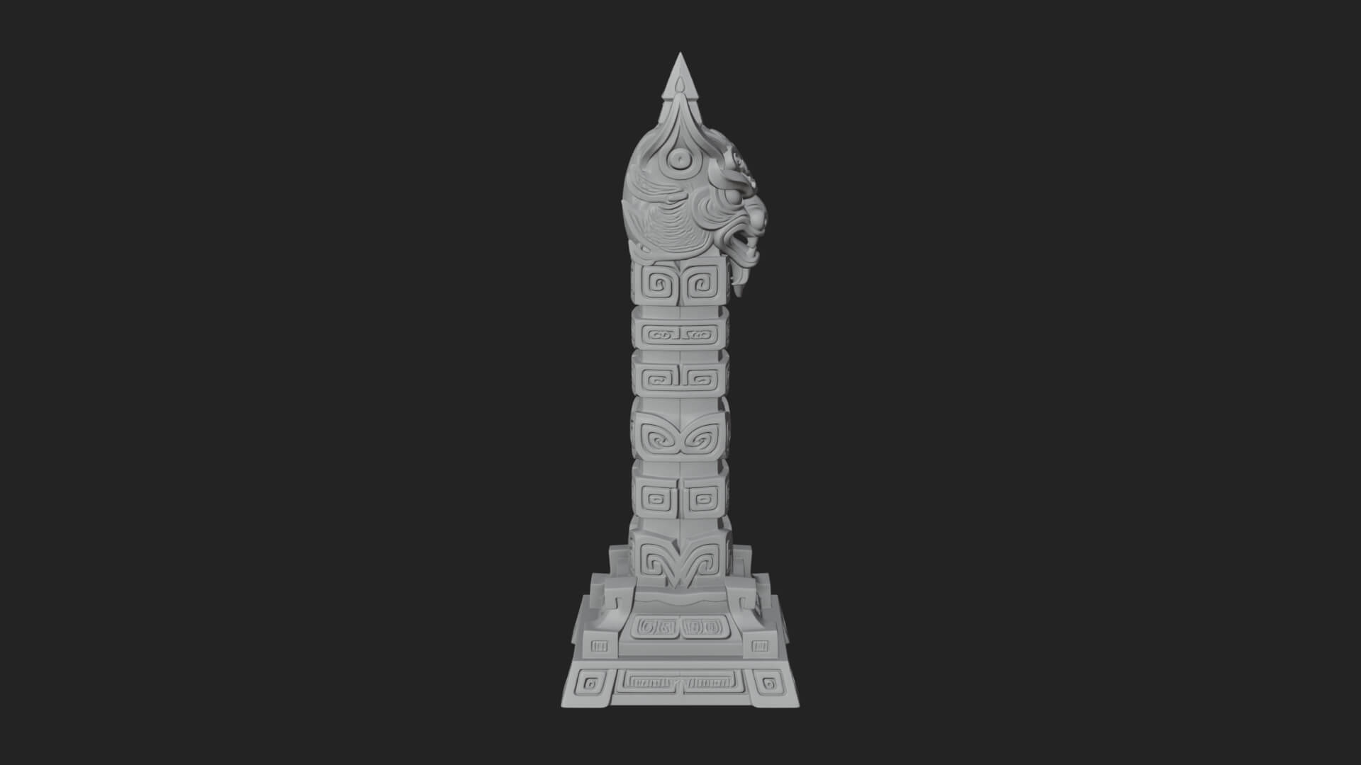 Demon Head Totem Column Design 3 3D Print Model 3D Model
