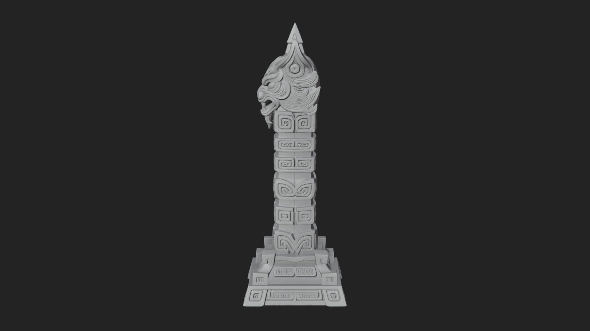 Demon Head Totem Column Design 3 3D Print Model 3D Model