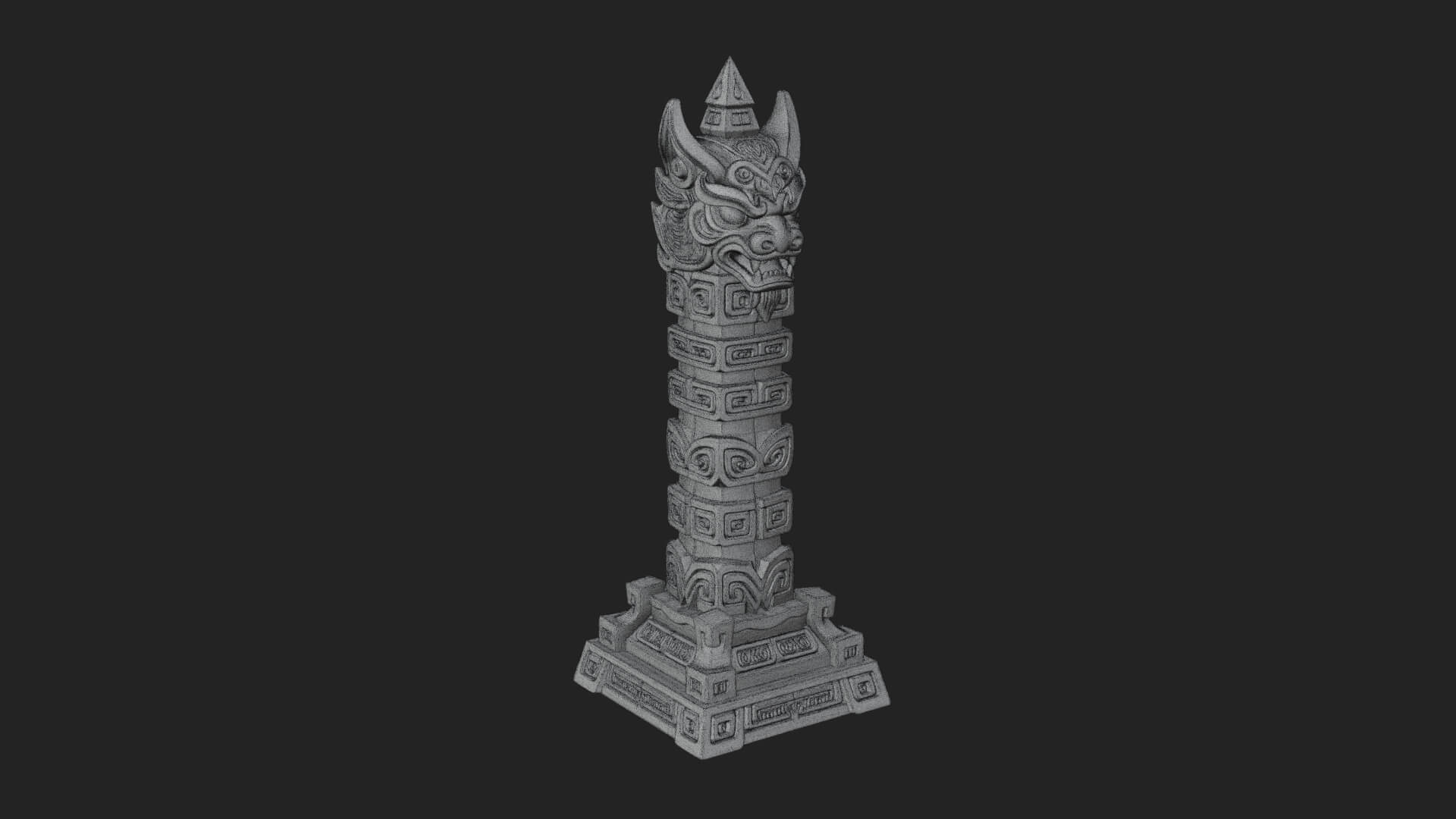 Demon Head Totem Column Design 3 3D Print Model 3D Model